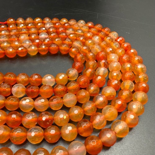 Каменные бусины, Сердолик Мульти, шарик огранка, 8 мм, длина нити 38 см