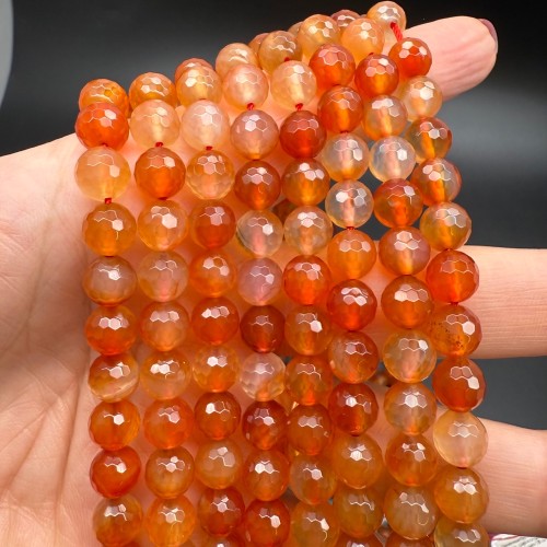 Каменные бусины, Сердолик Мульти, шарик огранка, 8 мм, длина нити 38 см