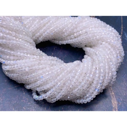 Каменные бусины, Лунный камень, рондель огранка, 3х2 мм, длина нити 38 см