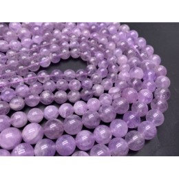 Каменные бусины, Аметист, лавандовый, люкс, шарик гладкий, 10 мм, длина нити 19 см