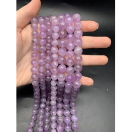 Каменные бусины, Аметист, лавандовый, люкс, шарик гладкий, 12 мм, длина нити 19 см