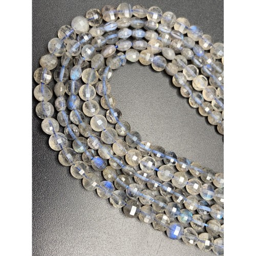 Каменные бусины, Лабрадор люкс, 4х2,5 мм, монетка, длина нити 38 см