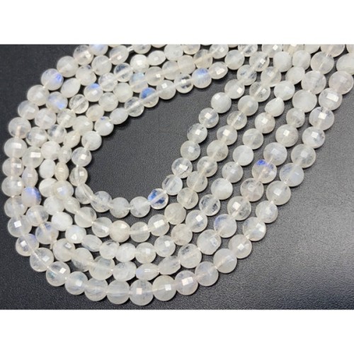 Каменные бусины, Лунный камень, люкс, монетка, 4х2,5 мм, длина нити 38 см