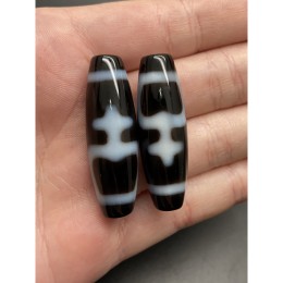 Бусина Дзи "727", люкс, лазерная, Сосуд Изобилия, 38х12 мм, цена за 1 шт.