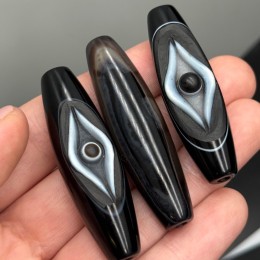 Бусина Дзи "728", Глаз, агат, люкс, резная, размер ~51-55х15 мм, цена за 1 шт.