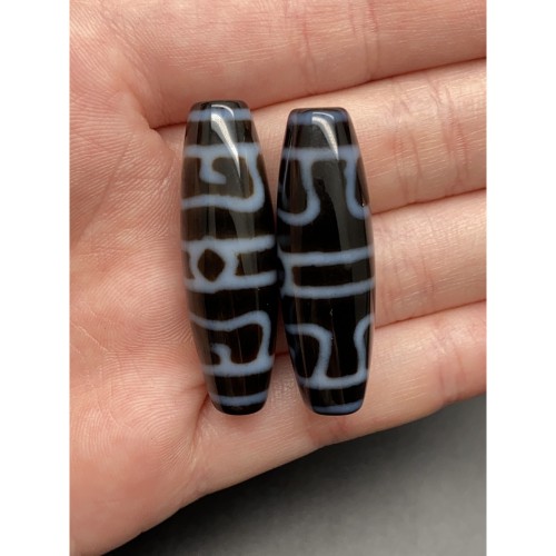 Бусина Дзи "730", люкс, лазерная, Шапка Дхармы, 38х11,5 мм, цена за 1 шт.