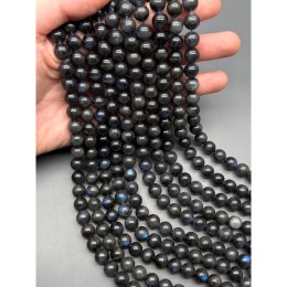 Каменные бусины, Лабрадор, 5А, люкс, шарик гладкий, 9,5-9,8 мм, длина нити 19 см