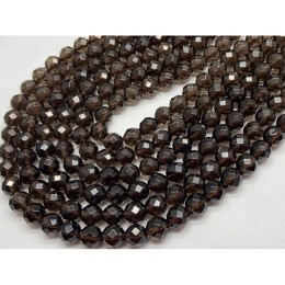 Каменные бусины, Раухтопаз, Дымчатый Кварц, люкс, шарик огранка (рок), 8 мм, длина нити 38 см
