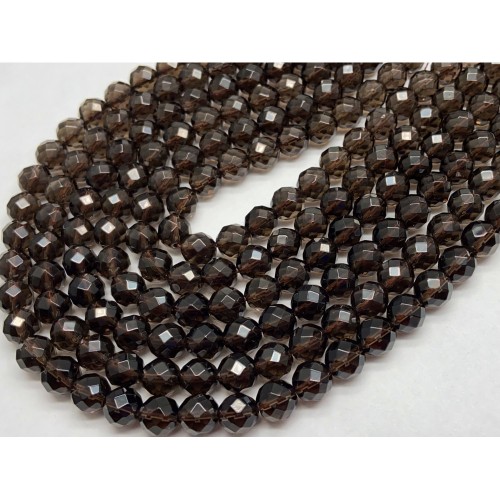 Каменные бусины, Раухтопаз, Дымчатый Кварц, люкс, шарик огранка (рок), 8 мм, длина нити 38 см