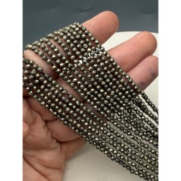 Каменные бусины, Пирит, огранка, шарик 2,8-3 мм, длина нити 38 см
