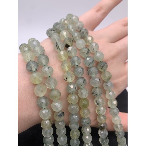 Каменные бусины, Пренит, шарик огранка, 8 мм, длина нити 38 см