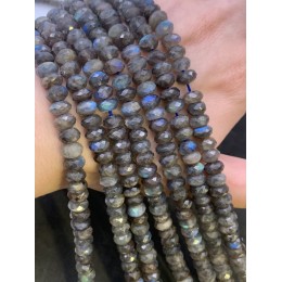 Каменные бусины, Лабрадор, люкс, рондель, огранка, 8х4 мм, длина нити 20 см