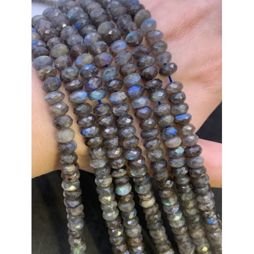 Каменные бусины, Лабрадор, люкс, рондель, огранка, 8х4 мм, длина нити 40 см