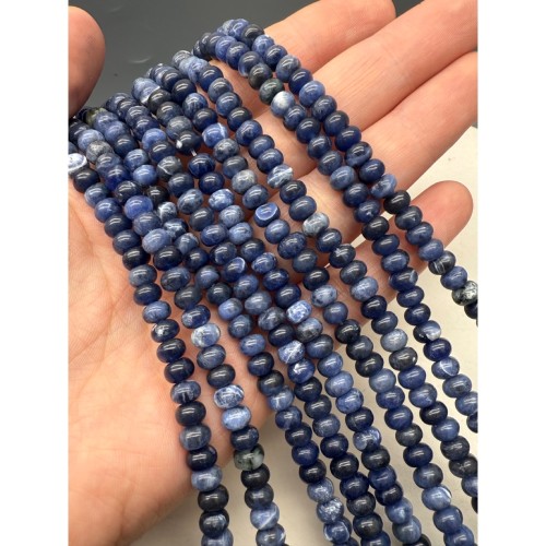 Каменные бусины, Содалит, бублик, 6х3,5 мм, длина нити 38 см