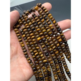 Каменные бусины, Тигровый глаз, бублик, 6х4 мм, длина нити 38 см