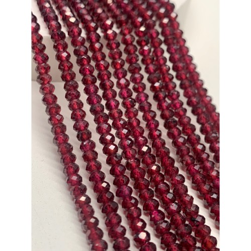 Каменные бусины, Гранат, рондель, огранка, 4x3 мм, длина нити 38 см