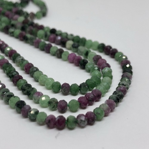 Каменные бусины, Цоизит, люкс, огранка рондель, 3x2 мм, длина нити 38 см