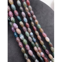 Каменные бусины, Яшма индийская, овальный бочонок, размер 9х6 мм, длина нити 38 см