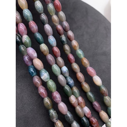 Каменные бусины, Яшма индийская, овальный бочонок, размер 9х6 мм, длина нити 38 см