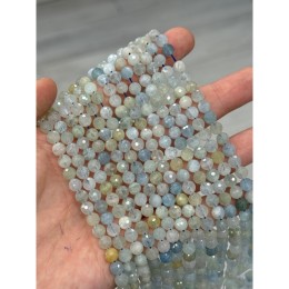 Каменные бусины, Аквамарин, Берилловый микс, шарик огранка, 6 мм, длина нити 38 см