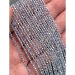 Каменные бусины, Аквамарин, Голубой Берилл, шарик огранка, 2 мм, длина нити 39 см