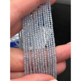 Каменные бусины, Аквамарин, Голубой Берилл, шарик огранка, 2 мм, длина нити 39 см