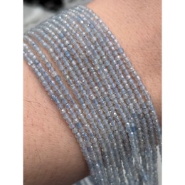 Каменные бусины, Аквамарин, Голубой Берилл, шарик огранка, 2 мм, длина нити 39 см