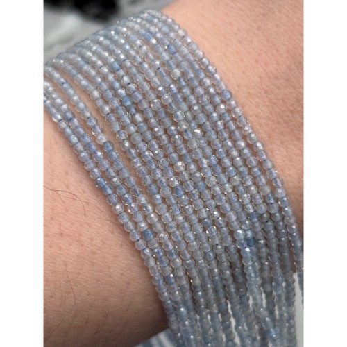 Каменные бусины, Аквамарин, Голубой Берилл, шарик огранка, 2 мм, длина нити 39 см