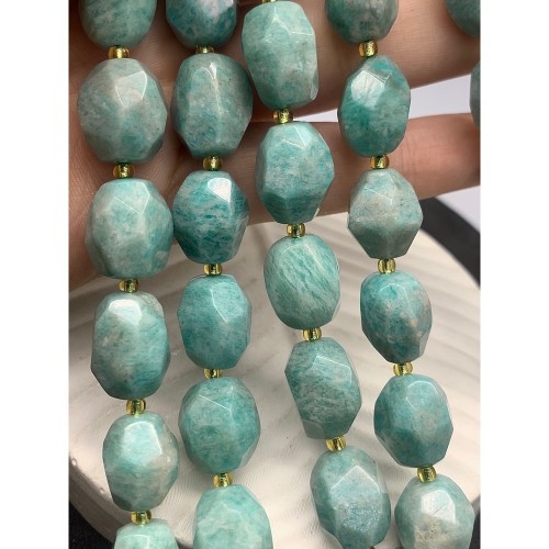 Каменные бусины, Амазонит, огранка, фриформы, 15х12 мм, длина нити 38 см