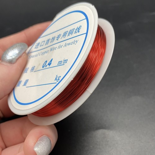 Проволока гибкая, для рукоделия, цвет красный, медь с покрытием, толщина 0,4 мм, цена за 1 катушку