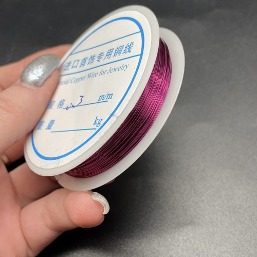 Проволока гибкая, для рукоделия, цвет фиолетовый (яркий), медь с покрытием, толщина 0,3 мм, цена за 1 катушку