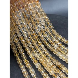 Каменные бусины, Цитрин, кубик, огранка, 6х6 мм, длина нити 19 см