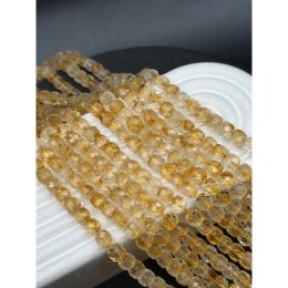 Каменные бусины, Цитрин, кубик, огранка, 6х6 мм, длина нити 19 см