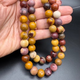 Каменные бусины, Яшма Мукаит, шарик гладкий 12 мм, длина нити 38 см