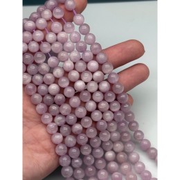 Каменные бусины, Кунцит, шарик гладкий 8 мм, длина нити 19 см