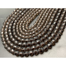 Каменные бусины, Раухтопаз, полуматовый, в ювелирной огранке, 8 мм, длина нити 38 см