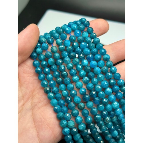 Каменные бусины, Апатит, люкс, шарик огранка, 6 мм, длина нити 39 см