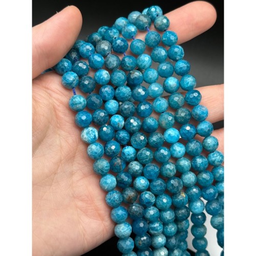 Каменные бусины, Апатит, шарик огранка, 8 мм, длина нити 38 см