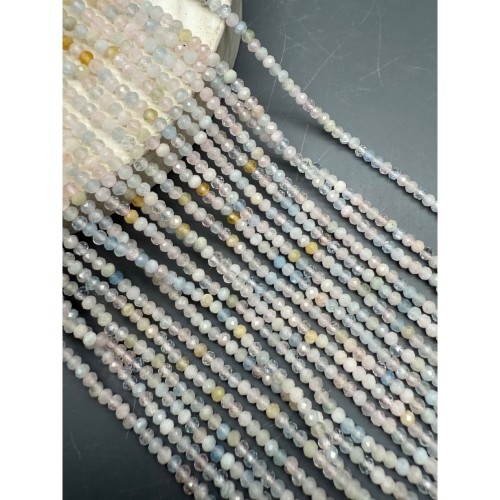 Каменные бусины, Берилловый Микс, рондель, огранка, 2х1,5 мм, длина нити 38 см