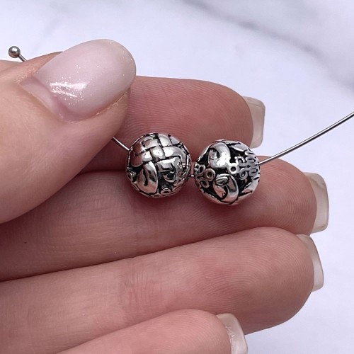 Бусина, тайское серебро, размер 10 мм, цена за 1 шт.