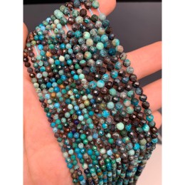 Каменные бусины, Хризоколла, шарик огранка, 3 мм, длина нити 38 см