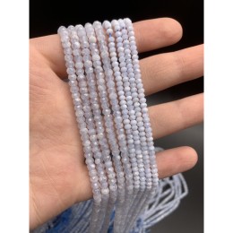 Каменные бусины, Сапфирин, Голубой Агат, рондель, огранка, 4х3 мм, длина нити 38 см