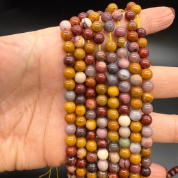 Каменные бусины, Яшма Мукаит, шарик гладкий 6 мм, длина нити 38 см