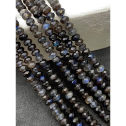 Каменные бусины, Лабрадор, люкс, рондель огранка, 3х4 мм, длина нити 38 см