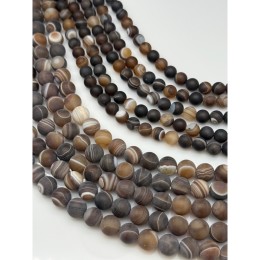 Каменные бусины, Агат, темный коричневый микс, матовый, шарик гладкий, 10 мм, длина нити 38 см