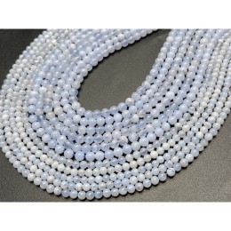 Каменные бусины, Сапфирин, Голубой Агат, шарик гладкий, 3 мм, длина нити 38 см