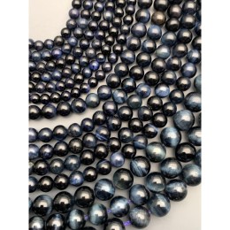 Каменные бусины, Тигрово-соколиный глаз, синий, тонированный, шарик гладкий, 8 мм, длина нити 38 см