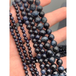 Каменные бусины, Тигрово-соколиный глаз, синий, тонированный, шарик гладкий, 8 мм, длина нити 38 см