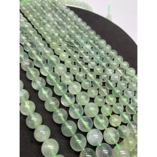 Каменные бусины, Пренит, шарик гладкий, люкс, 6-6,5 мм, длина нити 38 см