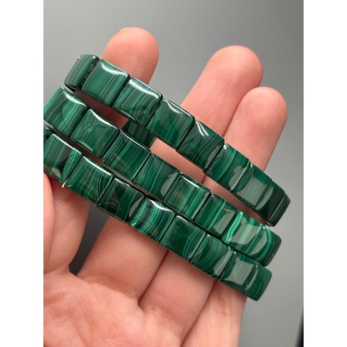 Браслет, Малахит, (Конго), 10х10 мм, 18 пластин